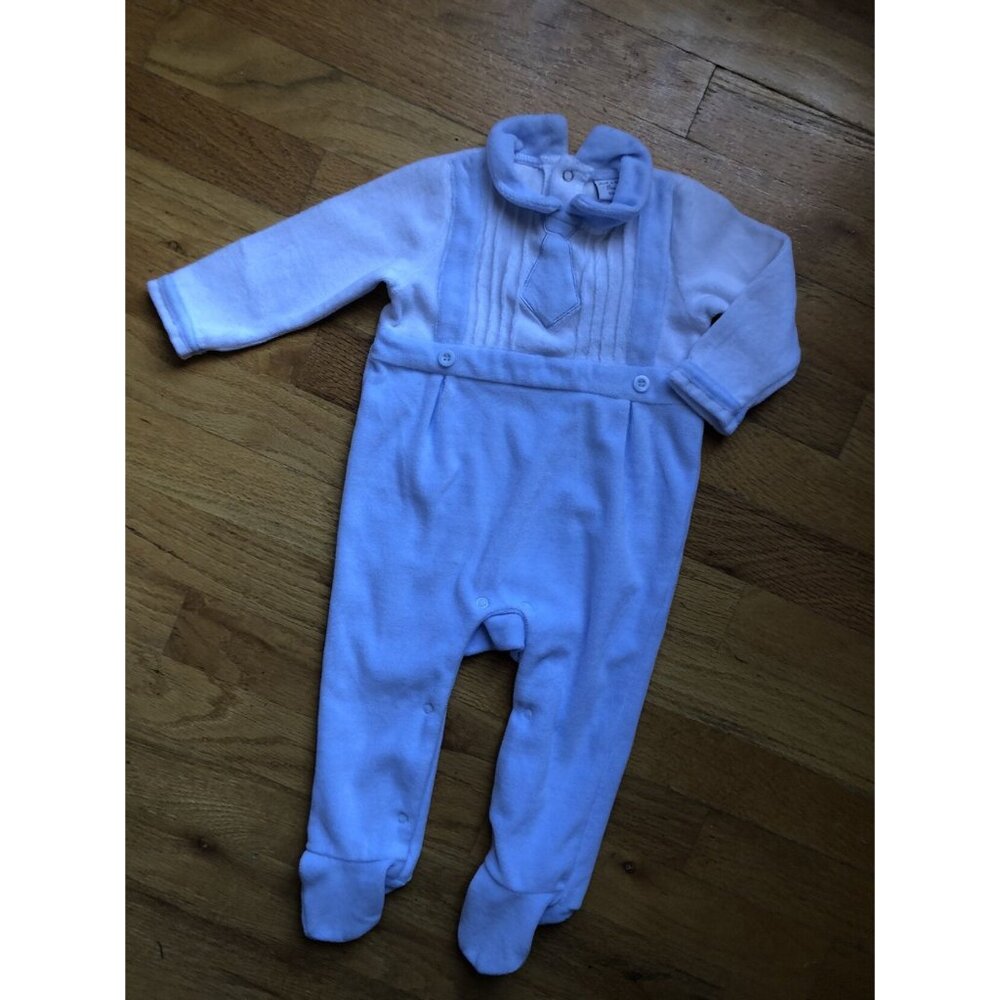 Baby Blue Velour size 6-9M One Piece Suit Romper